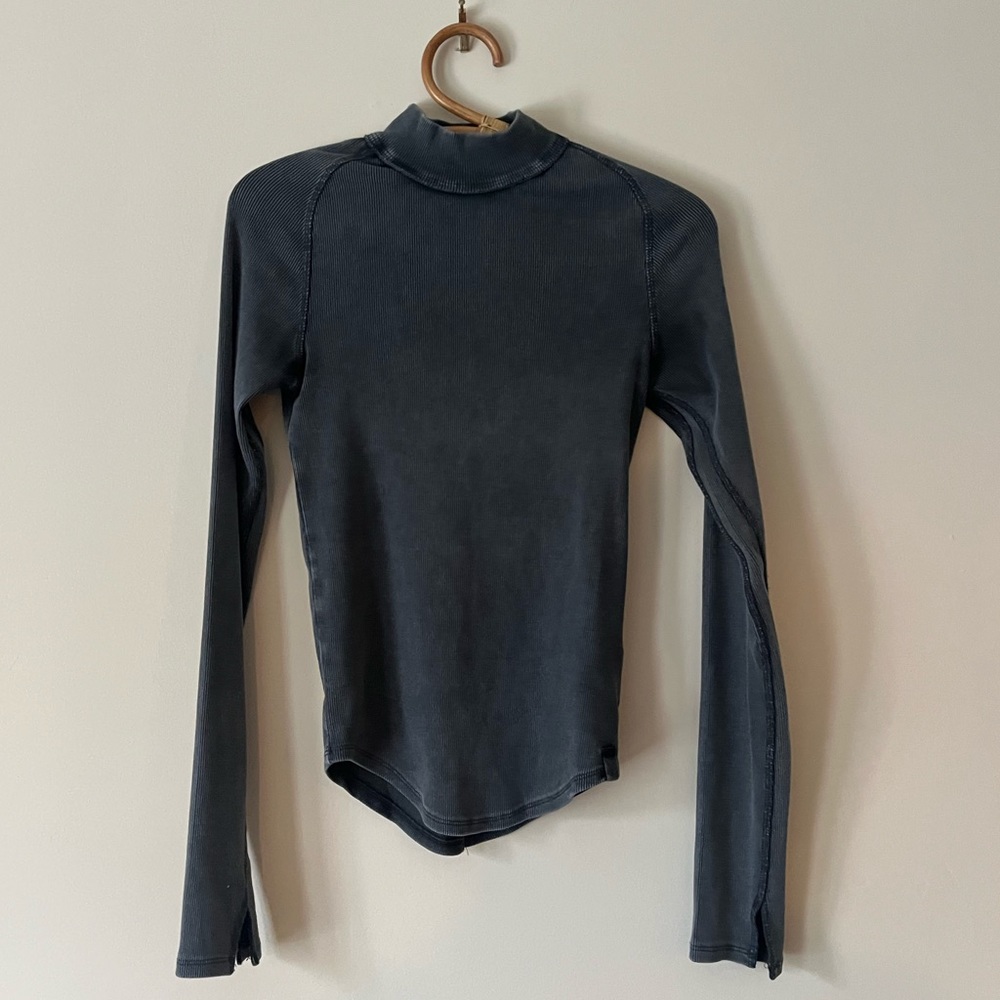 We The Free- Free People Pixie Ribbed Mock Neck Long Sleeve Shirt